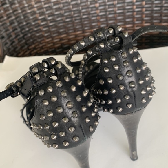 Burberry Woman's Black Open Toe Gunmetal Studded Stiletto Pumps - Picture 14 of 16